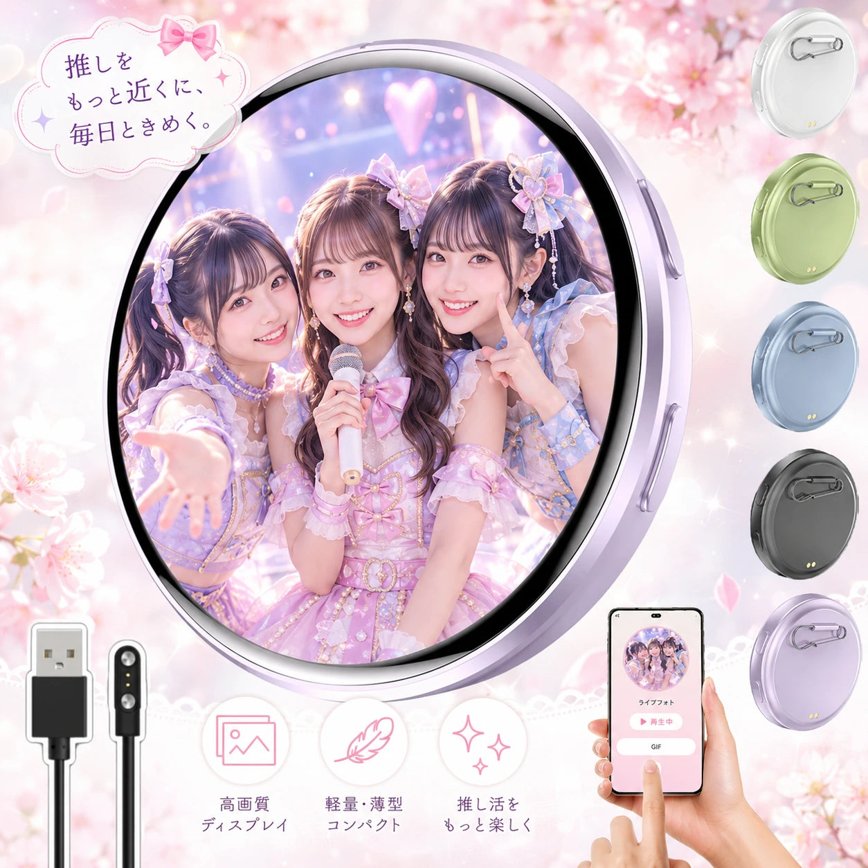 好きな写真や動画を映せるデジタルピン「OshiLoop™」【今だけ30%OFF・送料無料】