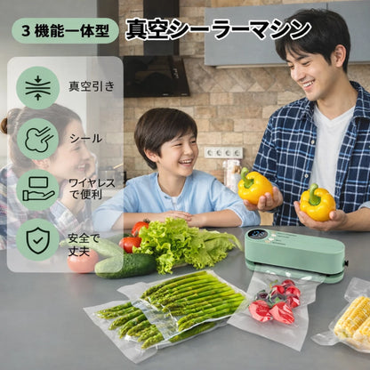 FreshSeal｜小型真空シーラー コードレス 食材保存 鮮度長持ち 食費節約