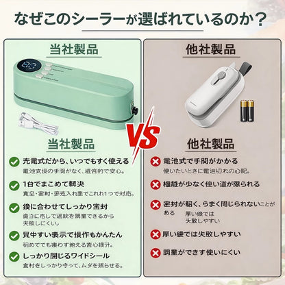 FreshSeal｜小型真空シーラー コードレス 食材保存 鮮度長持ち 食費節約
